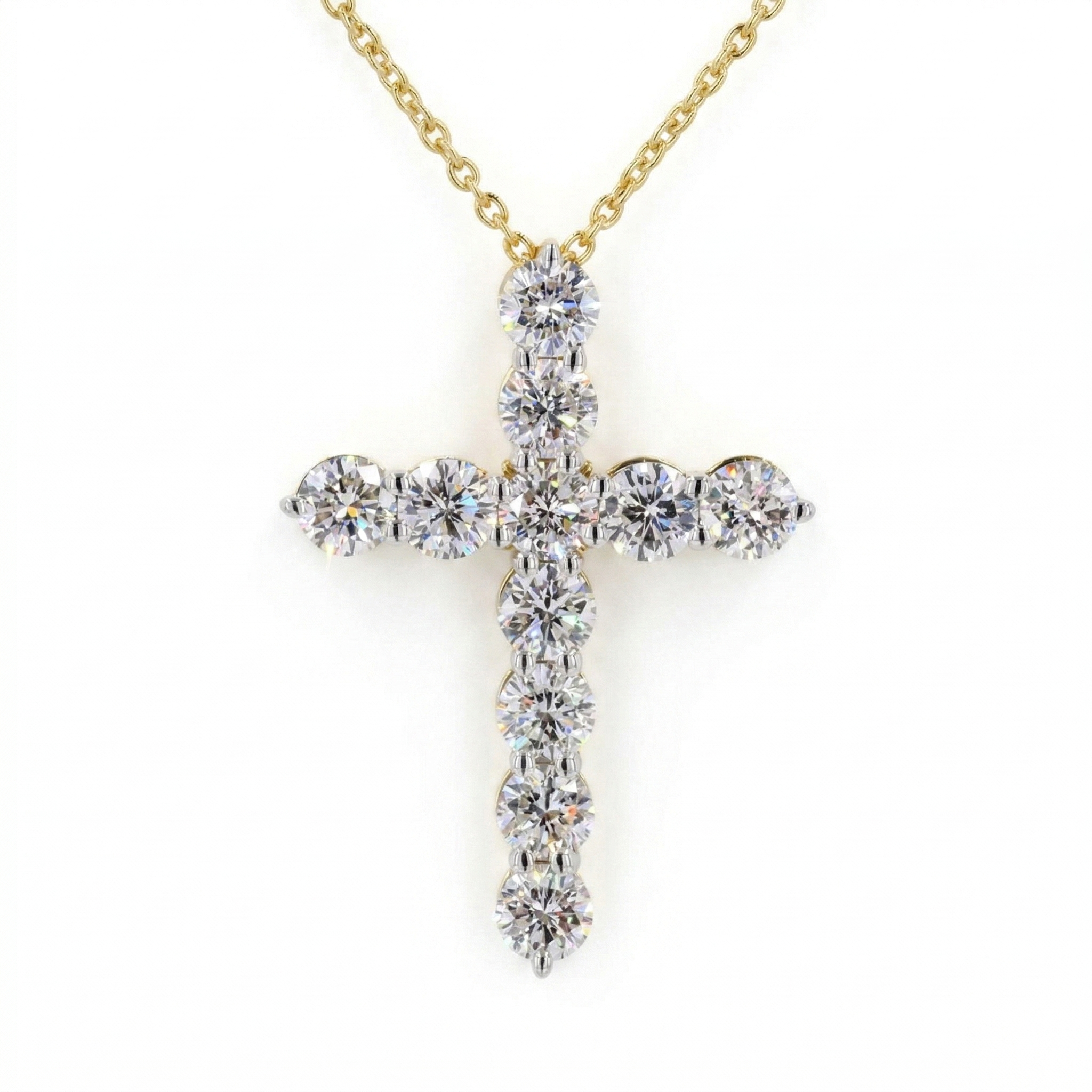 Round Diamond Cross Pendant Necklace