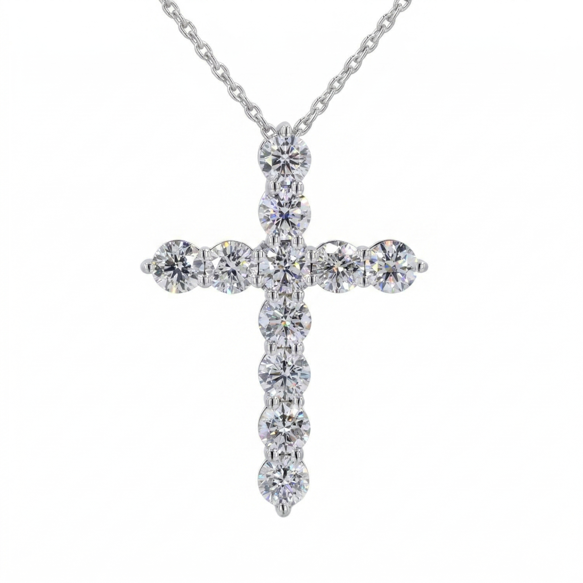 Round Diamond Cross Pendant Necklace