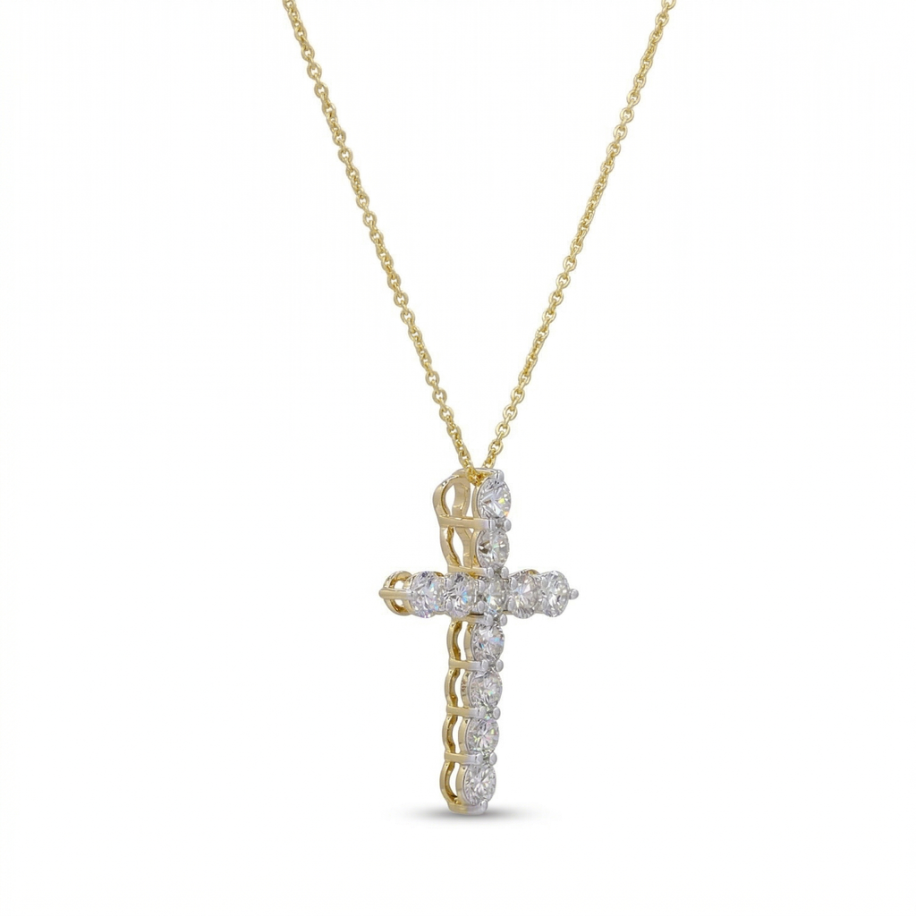 Round Diamond Cross Pendant Necklace