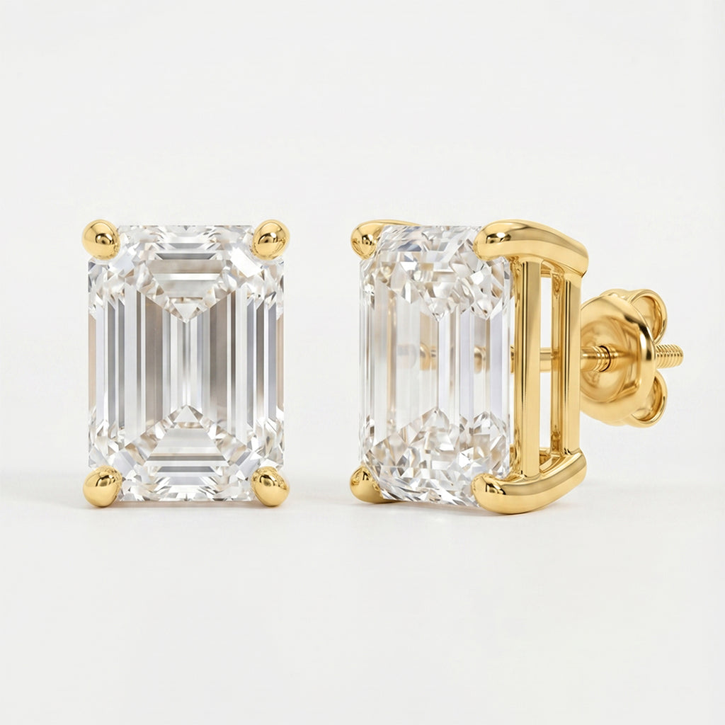 Emerald Diamond Earring Stud