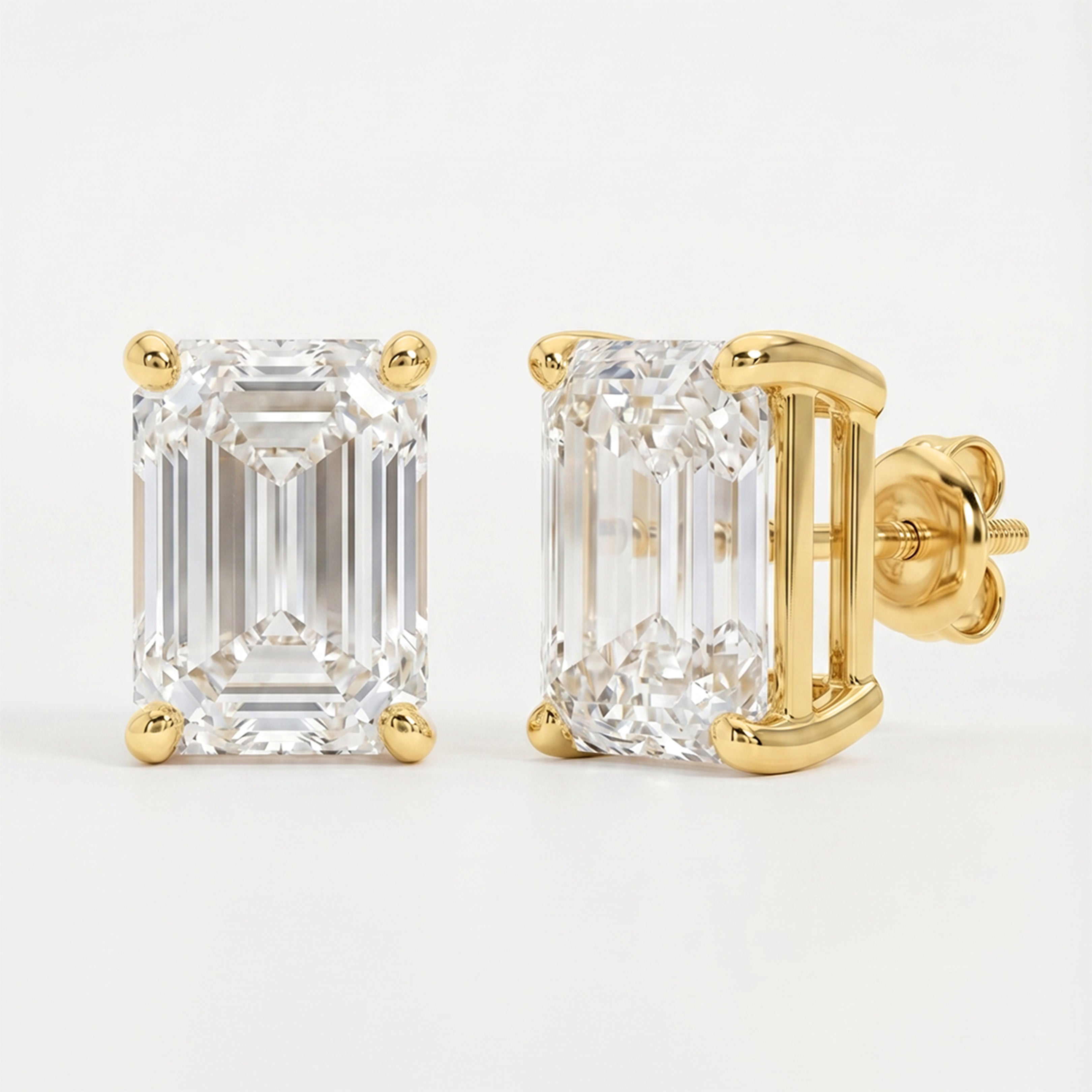Emerald Diamond Earring Stud
