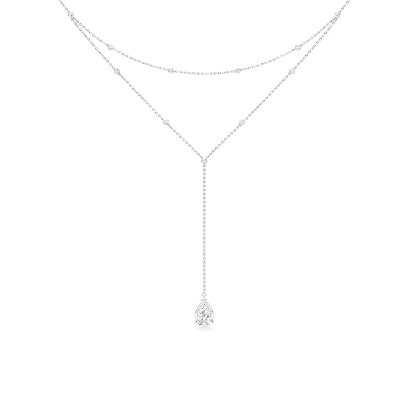 Tear Diamond Layered 'Y' Necklace