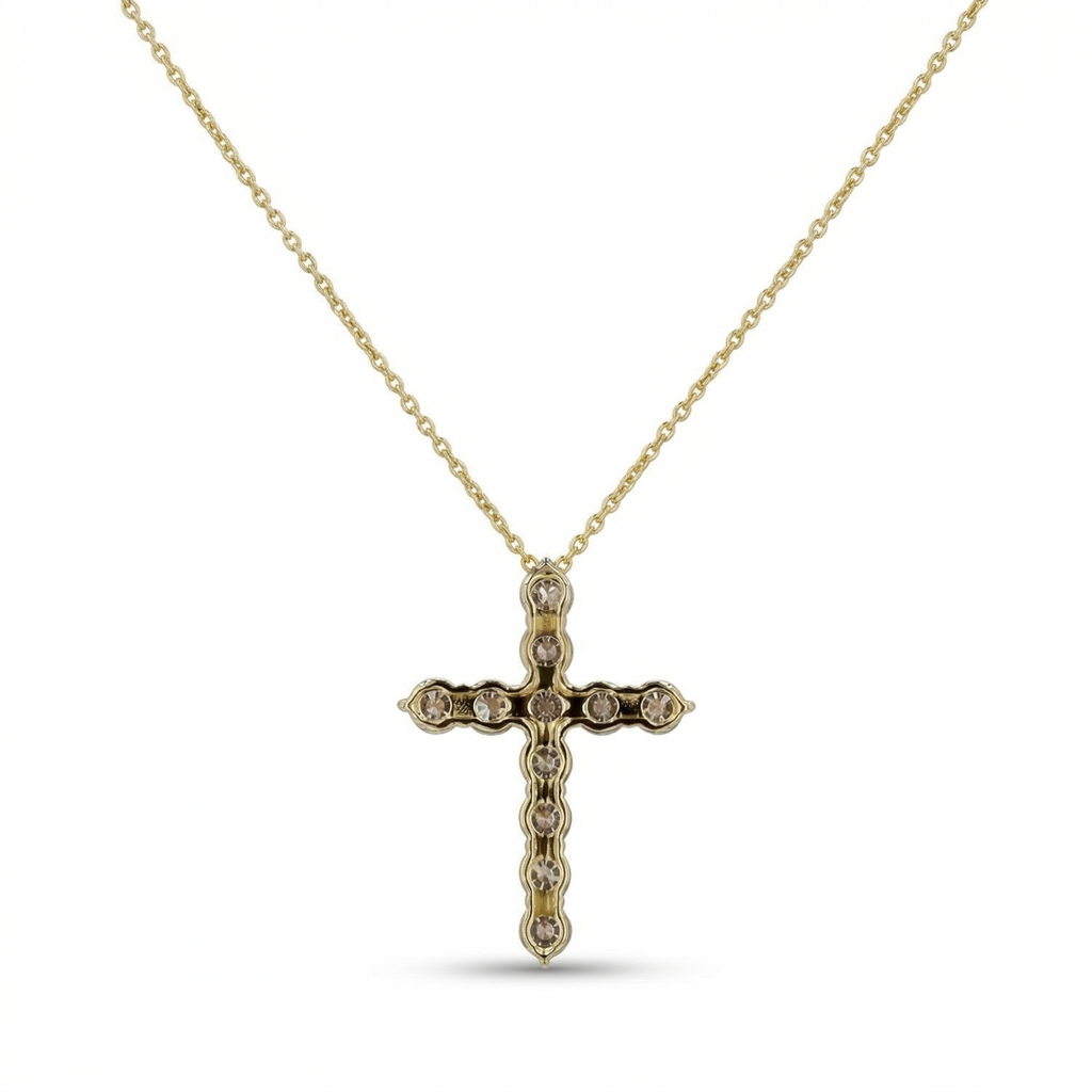 Round Diamond Cross Pendant Necklace