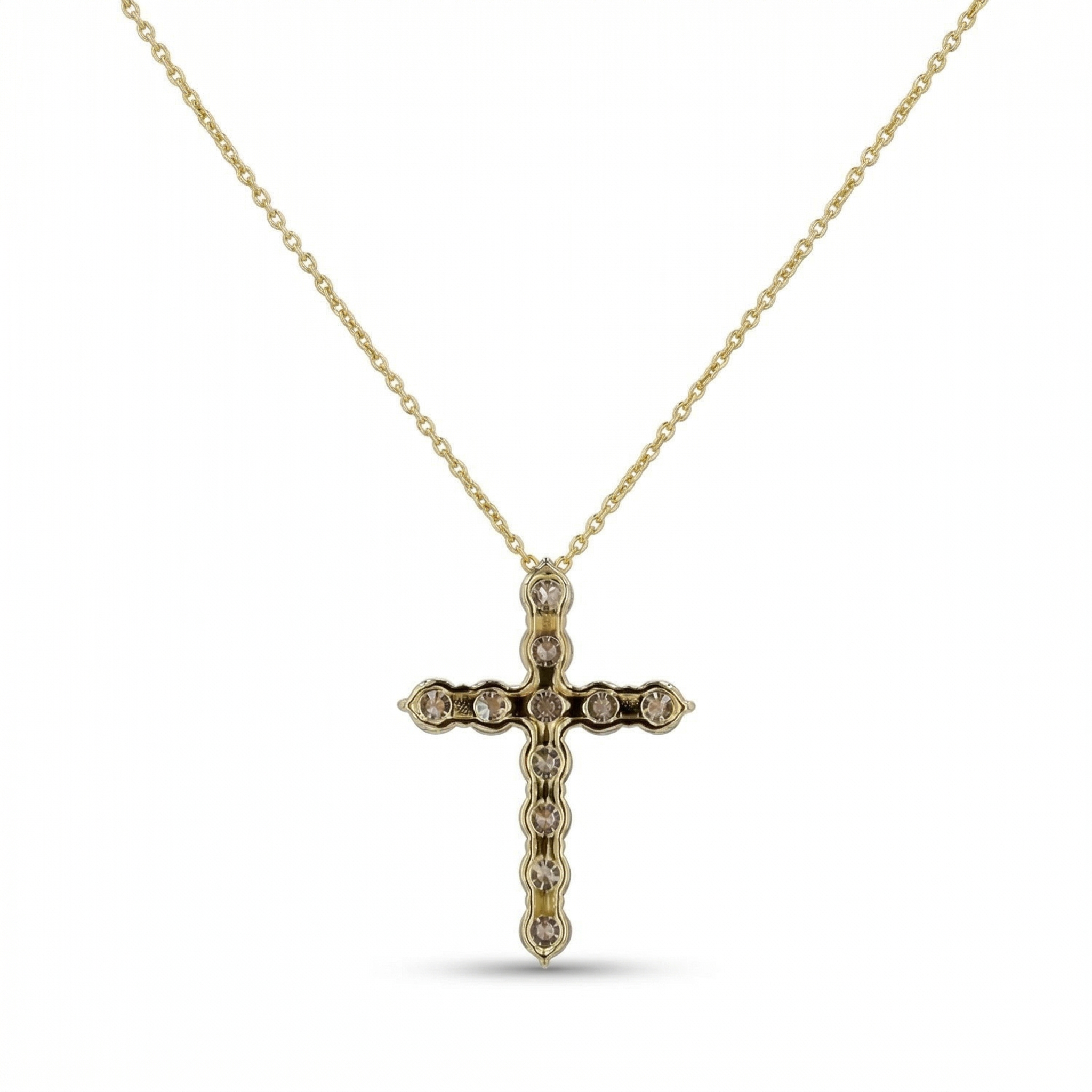 Round Diamond Cross Pendant Necklace