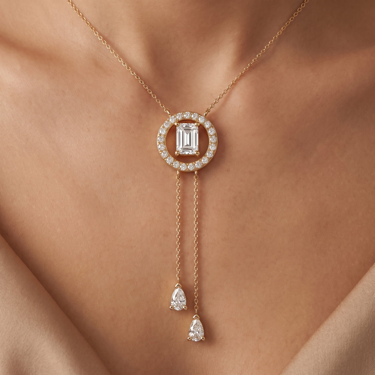 Emerald Cut Lab Grown Diamond Pendant Necklace