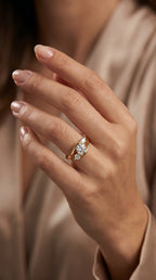 Modern Three-Stone Diamond Bypass Unique Swirl Design