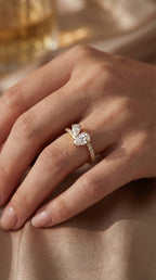 Two-Stone Pear Shaped Diamond Bypass Side Stone Engagement Ring 