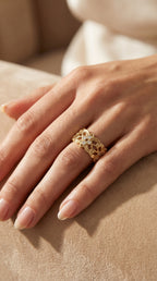 Floral Diamond Wide Diamond Band