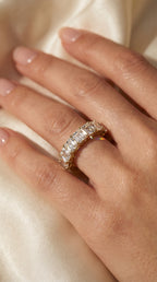 Luxury Ascher Cut Half Diamond Band