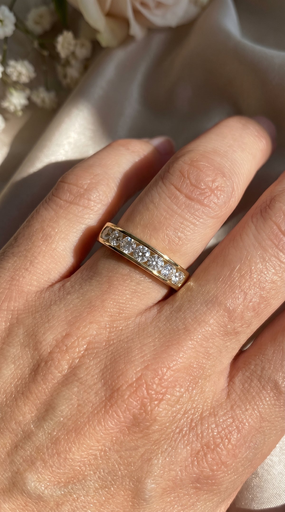 Channel Set Round Diamond Half Ring