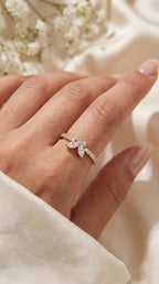 Elegant Floral Marquise and Round Diamond Ring