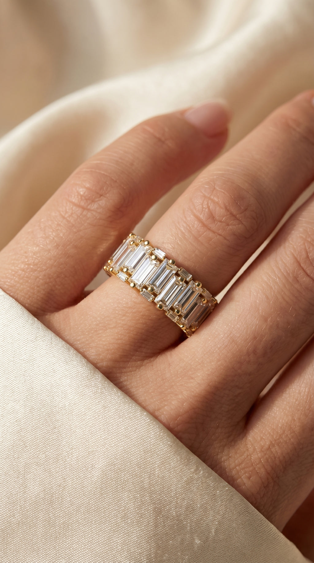 Luxury Wide Anniversary Baguette Diamond Ring