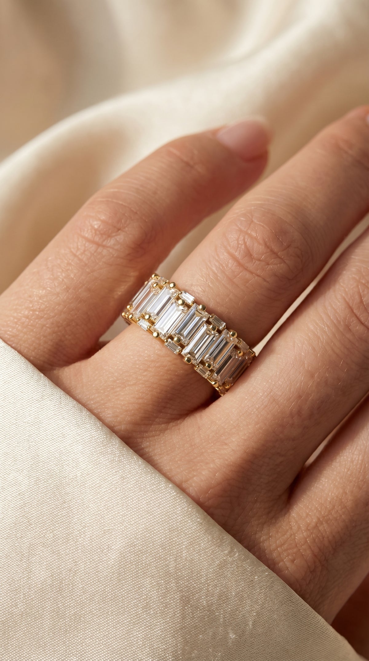 Luxury Wide Anniversary Baguette Diamond Ring