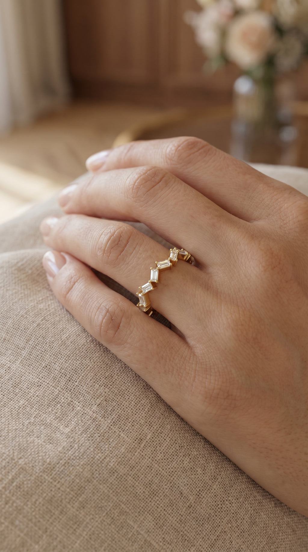 Mordent Zig Zag Baguette Diamond Ring
