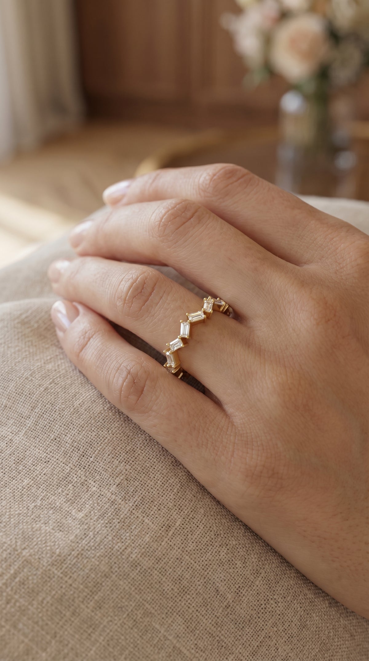 Mordent Zig Zag Baguette Diamond Ring