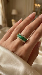 Emerald Cut Green Diamond Statement Ring