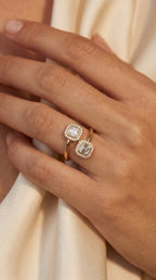 Two Stone Bypass Style Ascher Diamond Fashion Ring