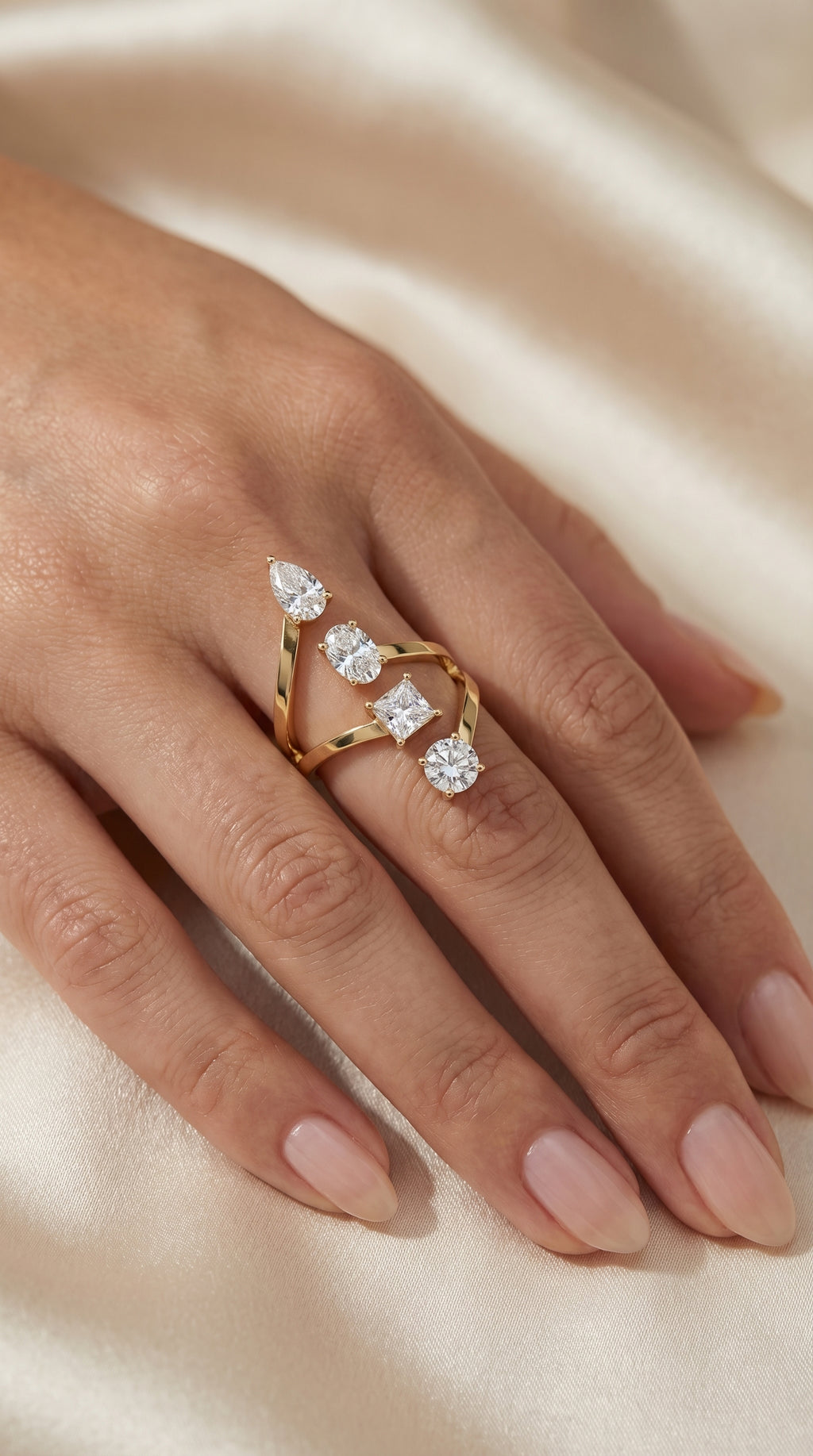Forward Stackable 4 Stone Design Fashion ring