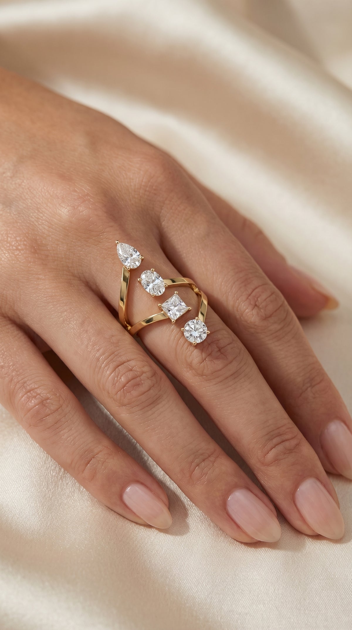 Forward Stackable 4 Stone Design Fashion ring