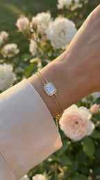 Emerald Diamond Halo Chain Bracelet