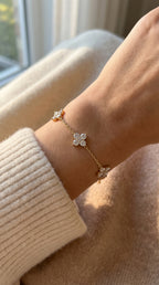 Verdant Bloom Clover Round Diamond Chain Bracelet