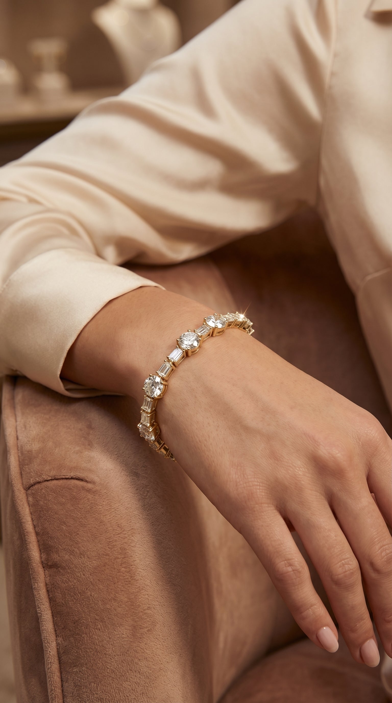 Baguette & Round Diamond Tennis Bracelet