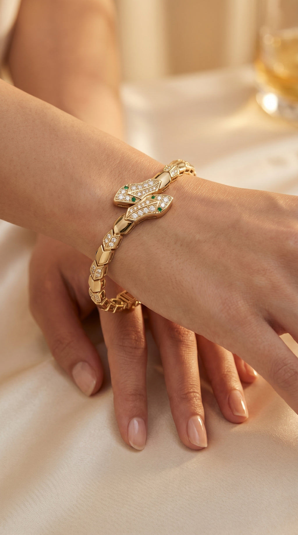 Premium Snake Shape Round Diamond Fashion Bracelet