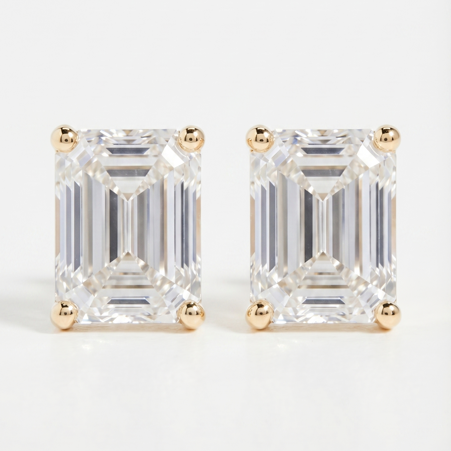 Emerald 4-Prong Lab-Grown Diamond Stud Earrings