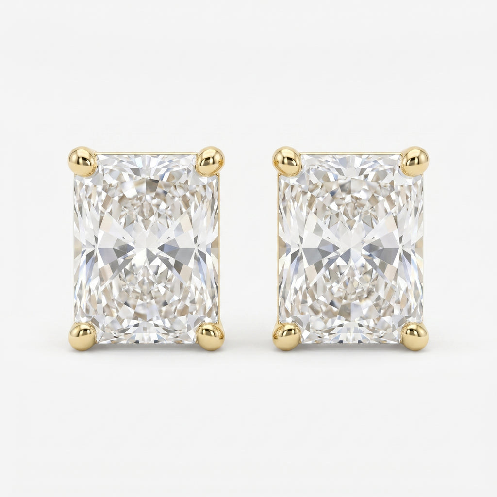 Radiant 4-Prong Lab-Grown Diamond Stud Earrings