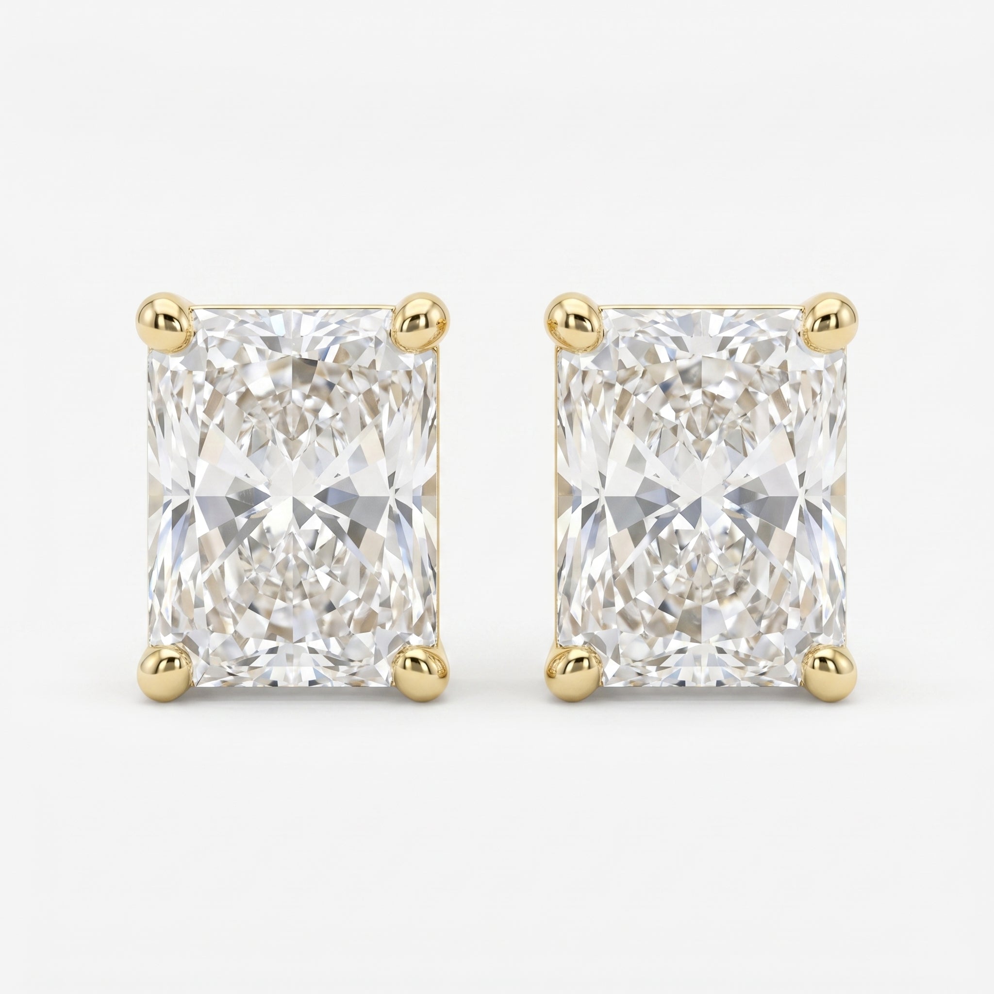 Radiant 4-Prong Lab-Grown Diamond Stud Earrings