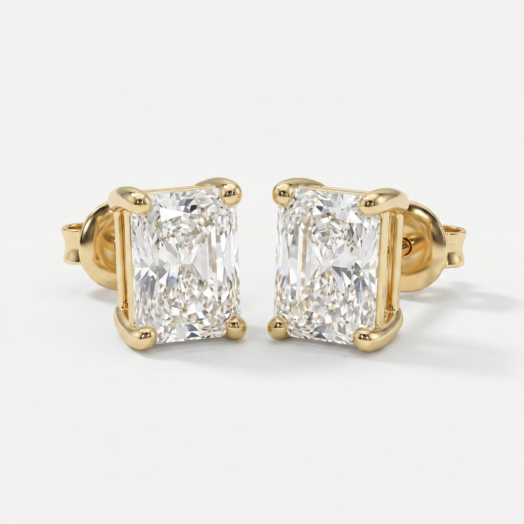 Radiant 4-Prong Lab-Grown Diamond Stud Earrings