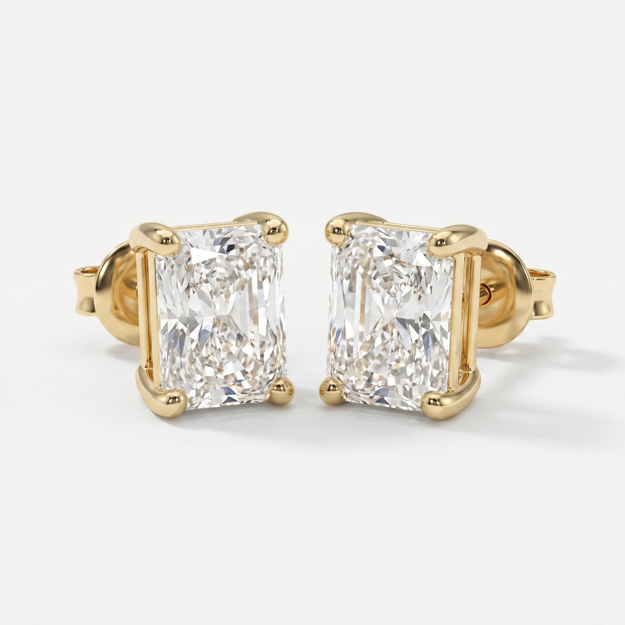 Radiant 4-Prong Lab-Grown Diamond Stud Earrings
