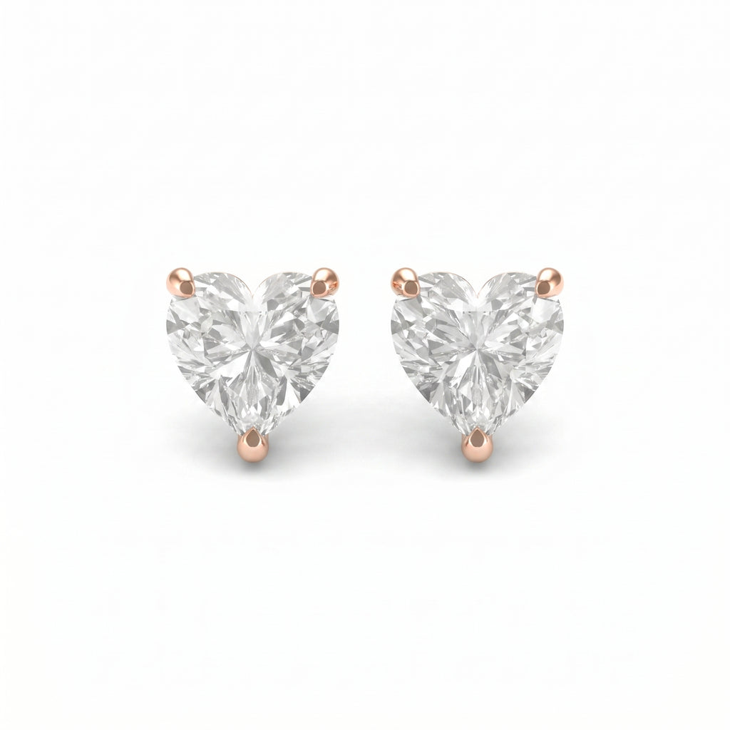 Heart 3-Prong Lab-Grown Diamond Stud Earrings