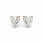Heart 3-Prong Lab-Grown Diamond Stud Earrings