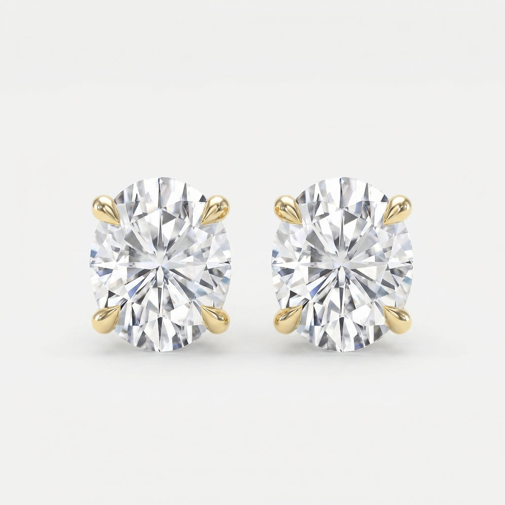 Oval Diamond Earring Stud