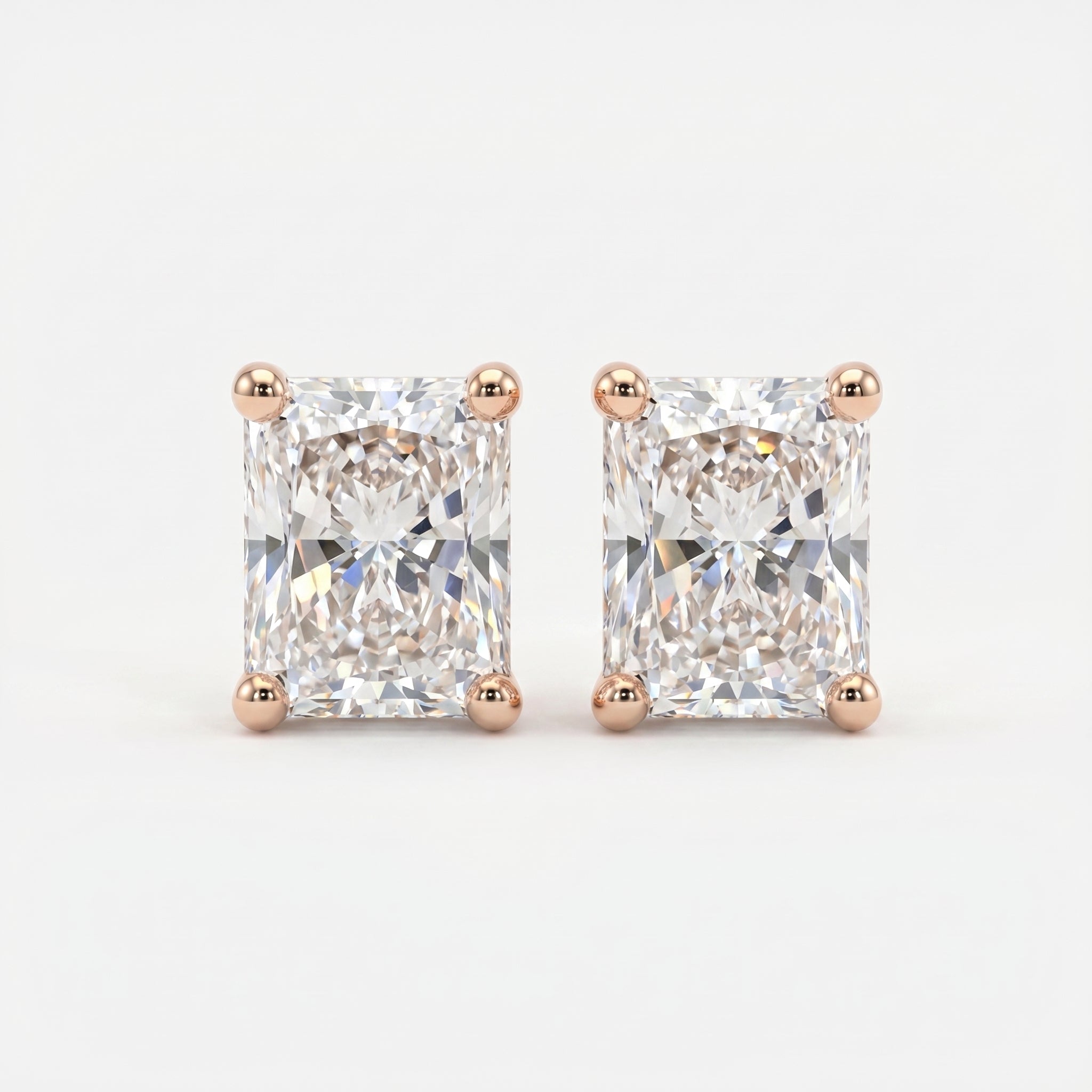 Radiant 4-Prong Lab-Grown Diamond Stud Earrings