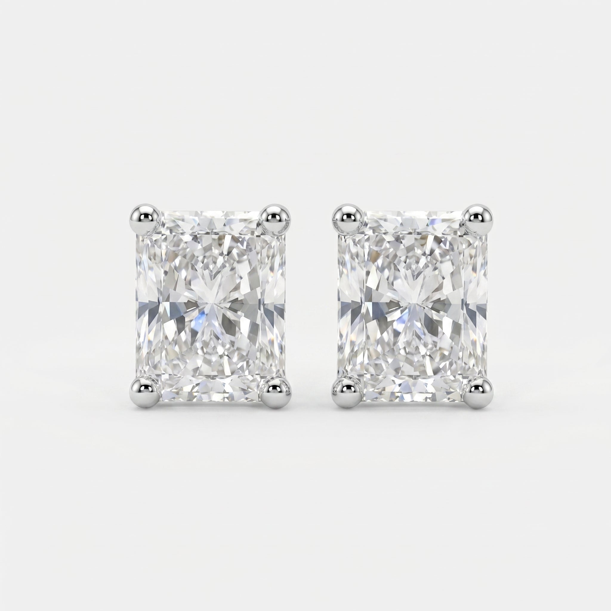 Radiant 4-Prong Lab-Grown Diamond Stud Earrings