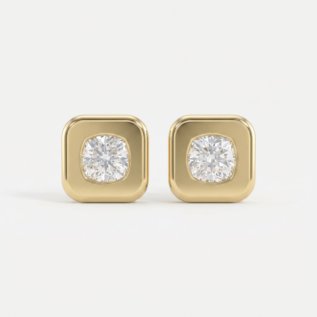 Bezel Set Diamond Earring Stud
