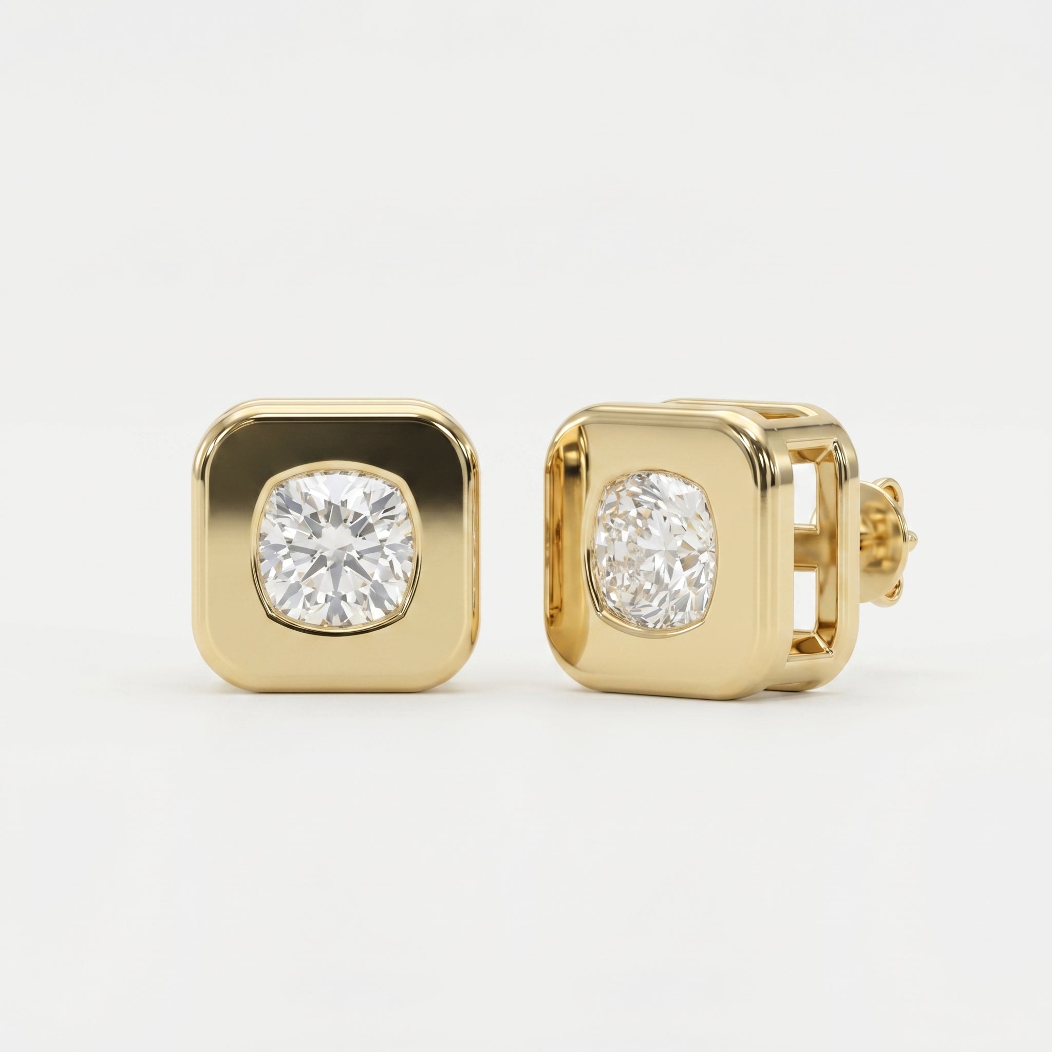 Bezel Set Diamond Earring Stud