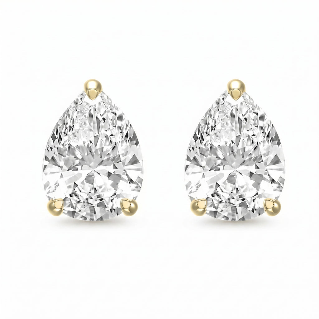 Pear 3-Prong Lab-Grown Diamond Stud Earrings