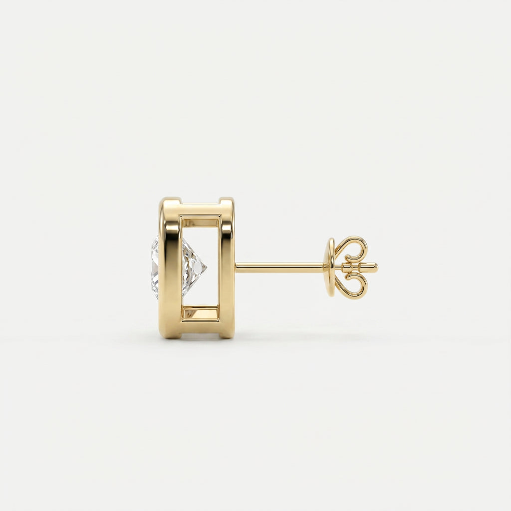 Bezel Set Diamond Earring Stud