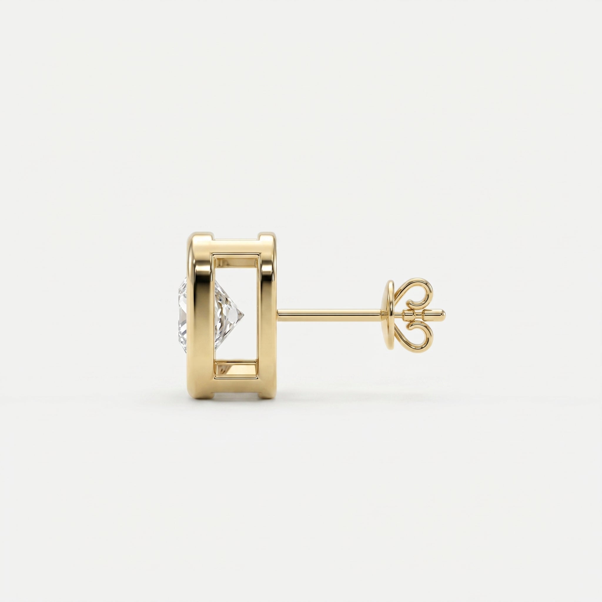 Bezel Set Diamond Earring Stud