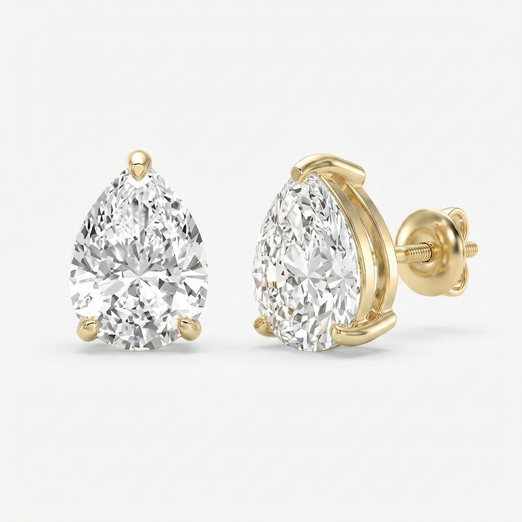 Pear 3-Prong Lab-Grown Diamond Stud Earrings