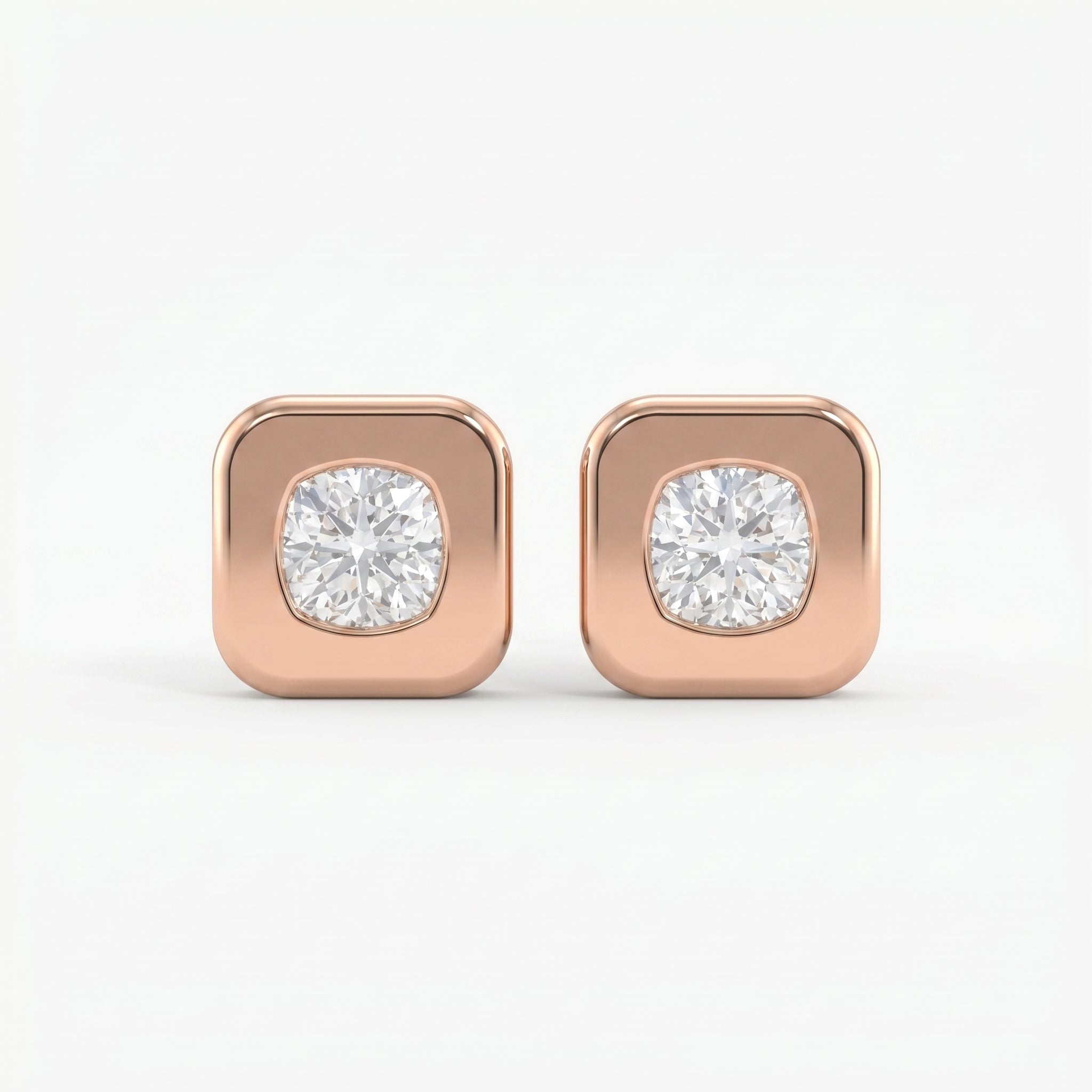 Bezel Set Diamond Earring Stud