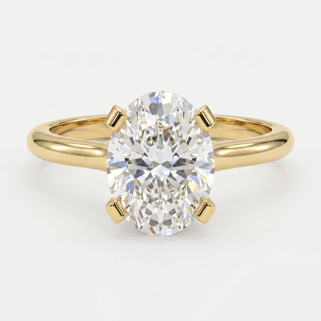 Classic Oval Shape Diamond Solitaire Engagement Ring