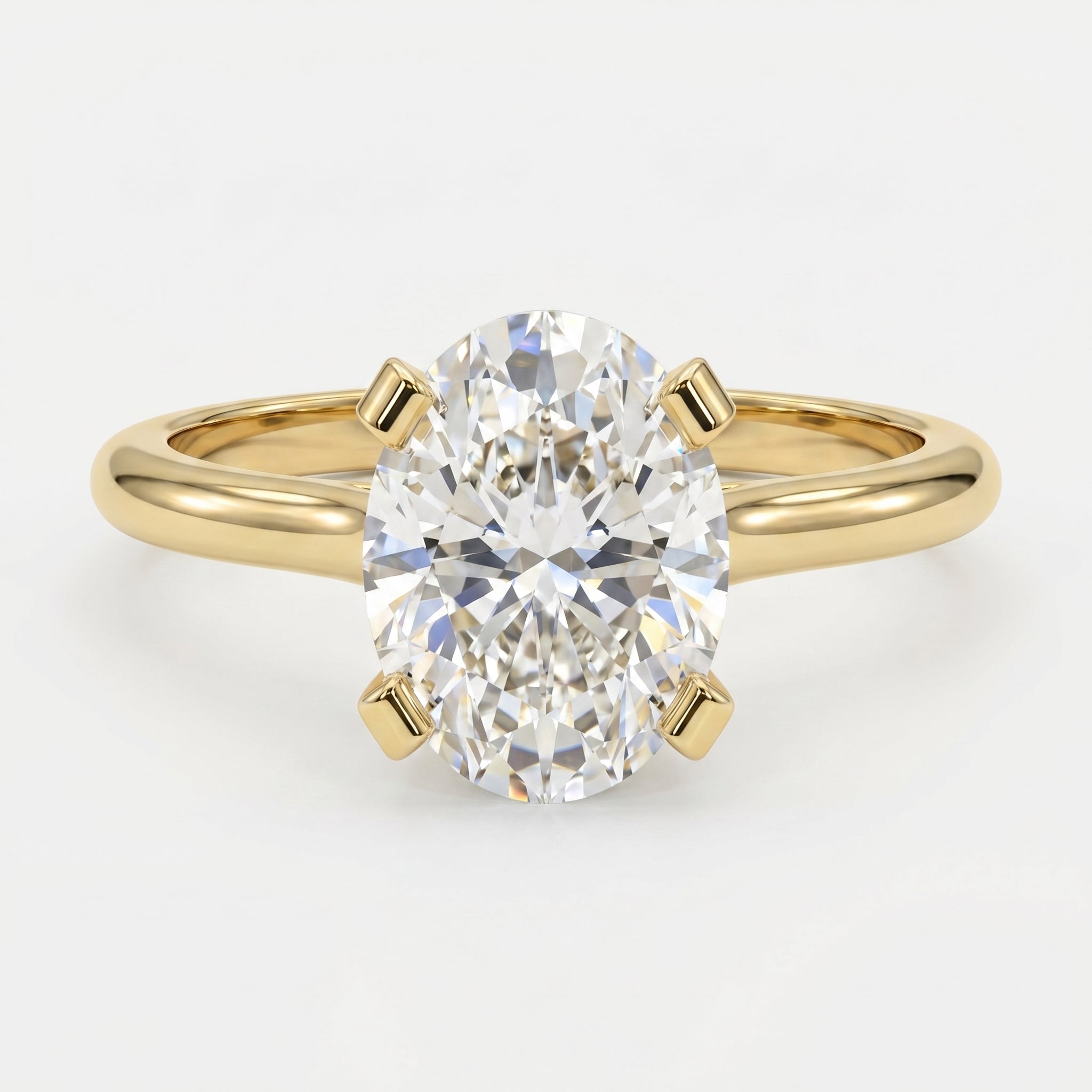 Classic Oval Shape Diamond Solitaire Engagement Ring