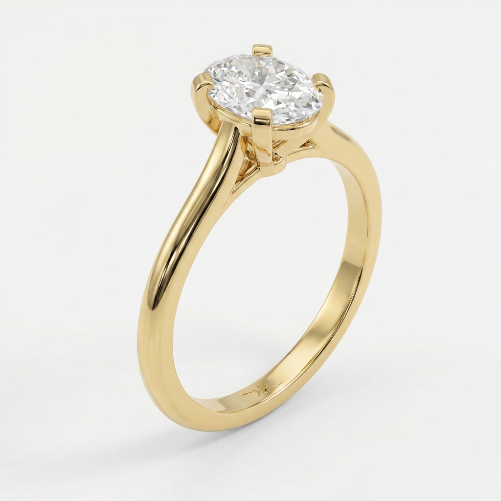 Classic Oval Shape Diamond Solitaire Engagement Ring