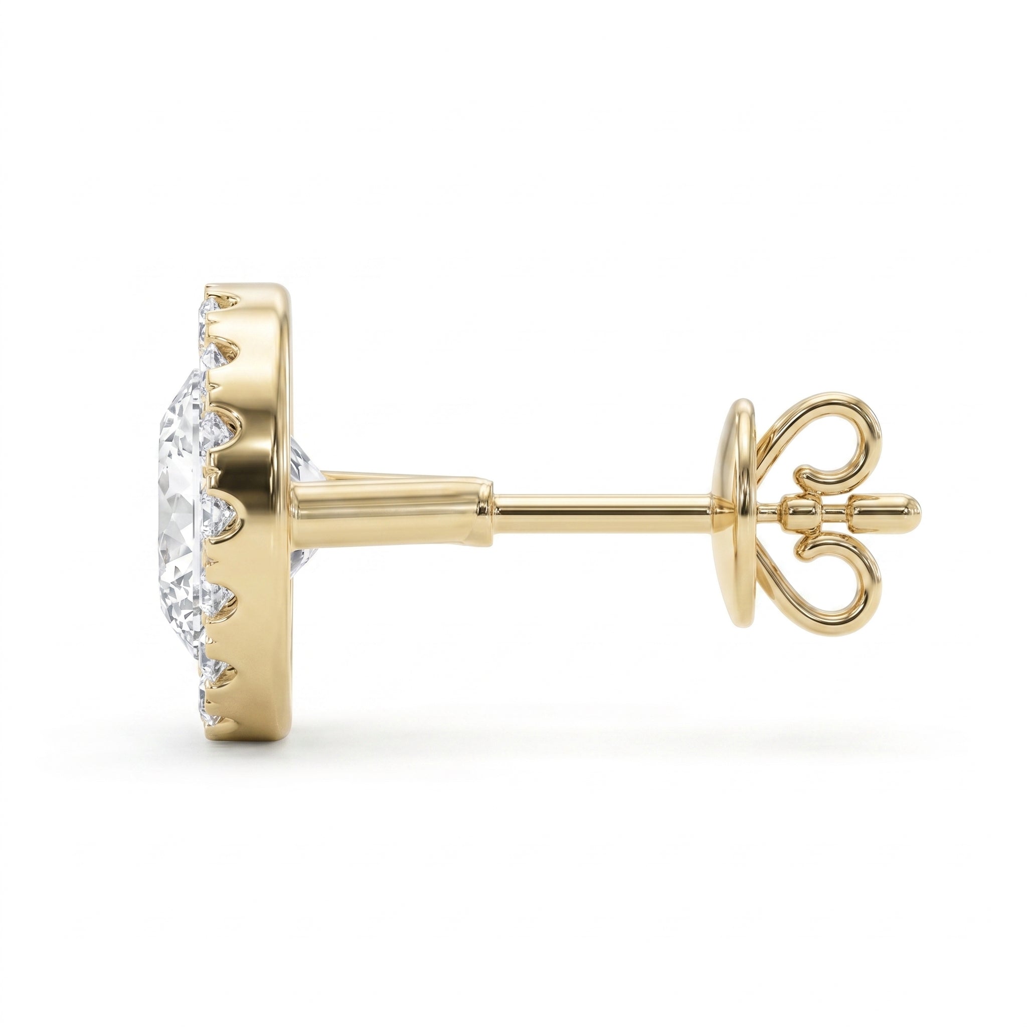 Elegant Round Diamond Halo Stud Earring