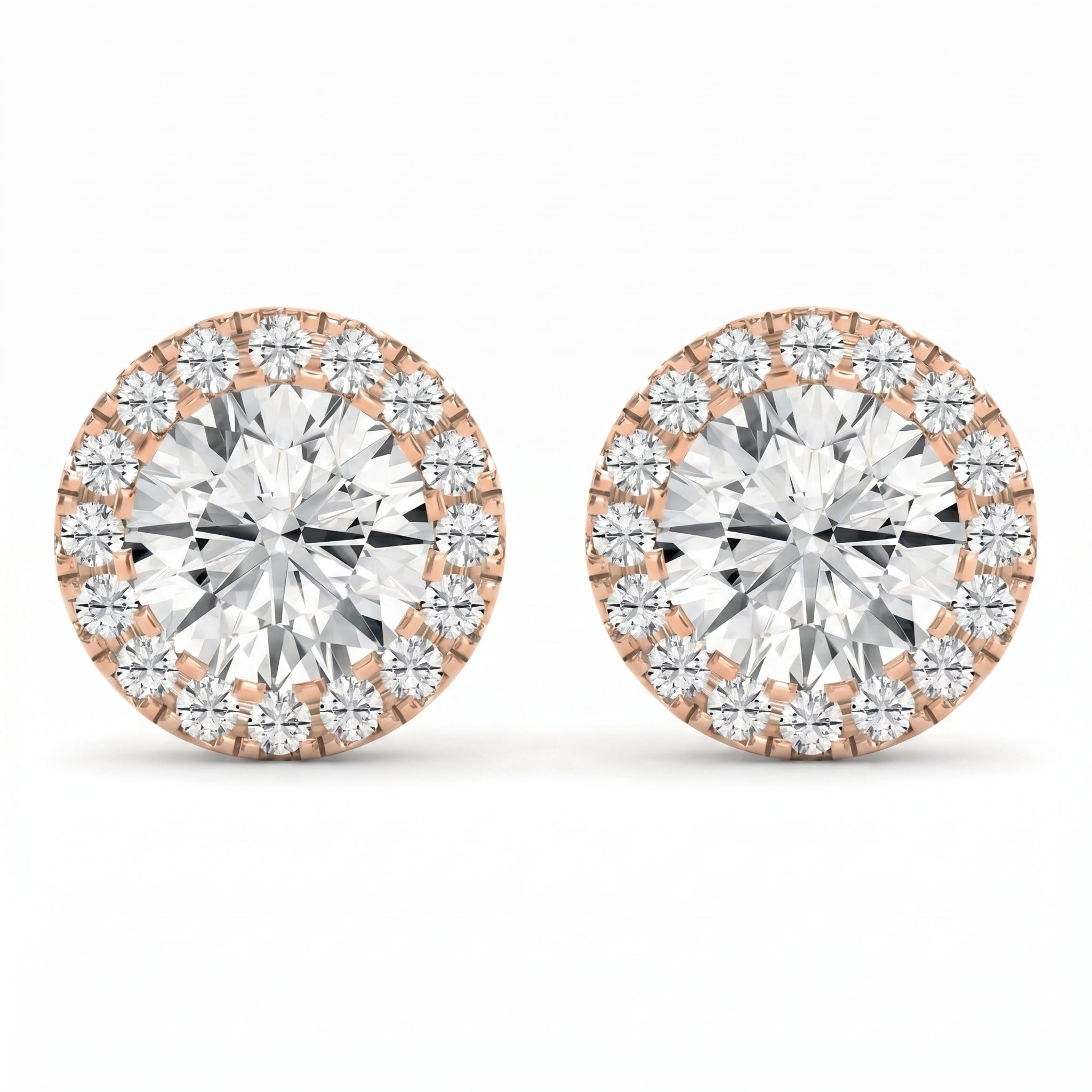Elegant Round Diamond Halo Stud Earring