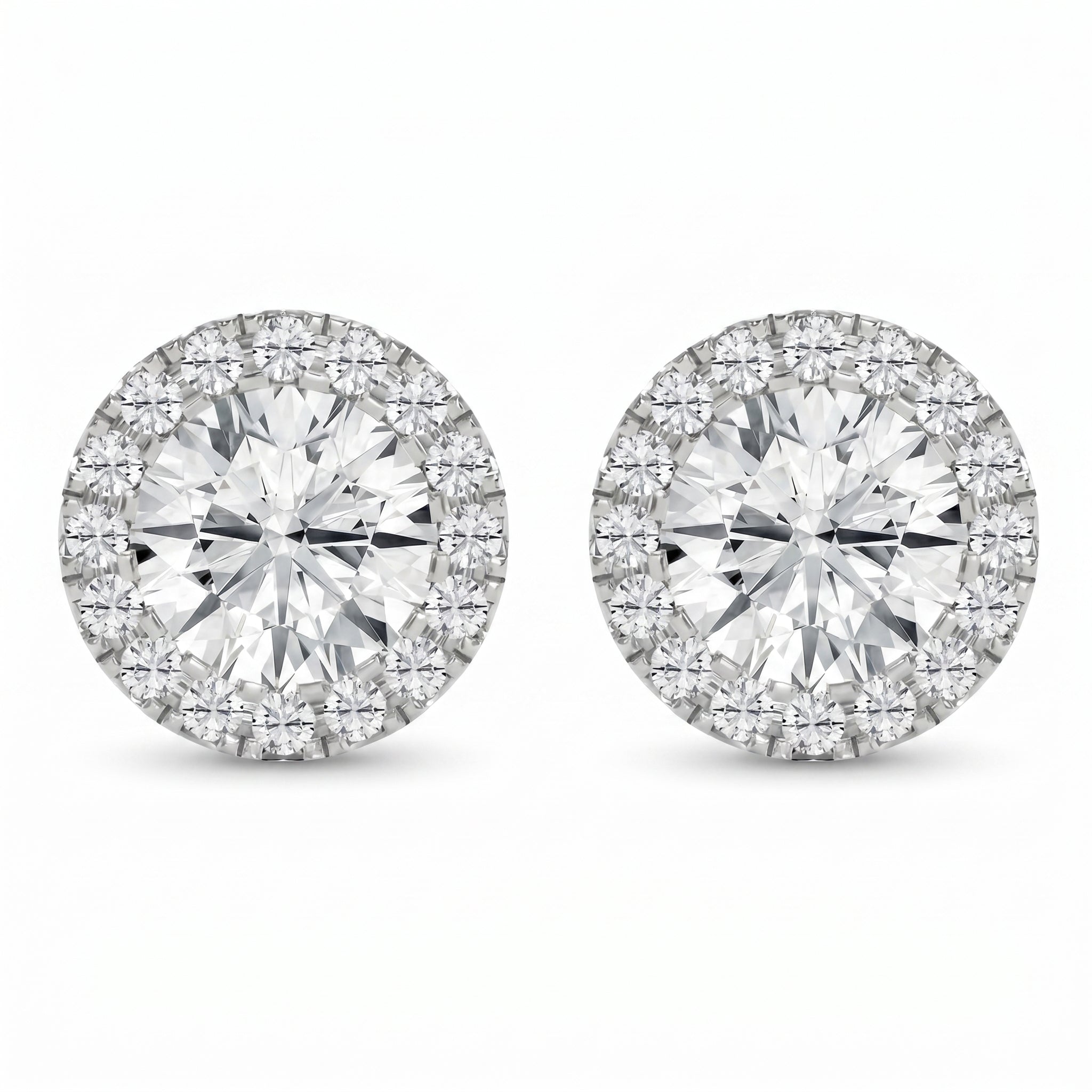 Elegant Round Diamond Halo Stud Earring